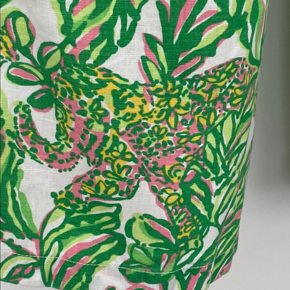 Lilly Pulitzer Beach Pants size Medium, Green and White Flare Pants - Picture 6 of 8